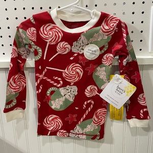 Burts bees holiday red organic cotton cocoa and candy pajama top NWT - NEW